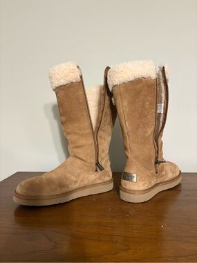 UGG Tall Chestnut Suede Zip Shearling Boots